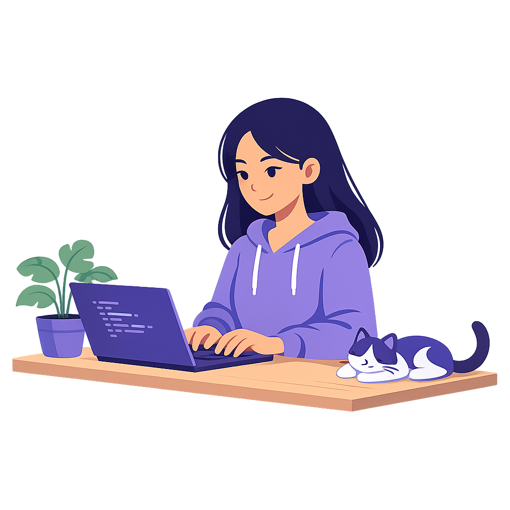 Desenvolvedora trabalhando no notebook